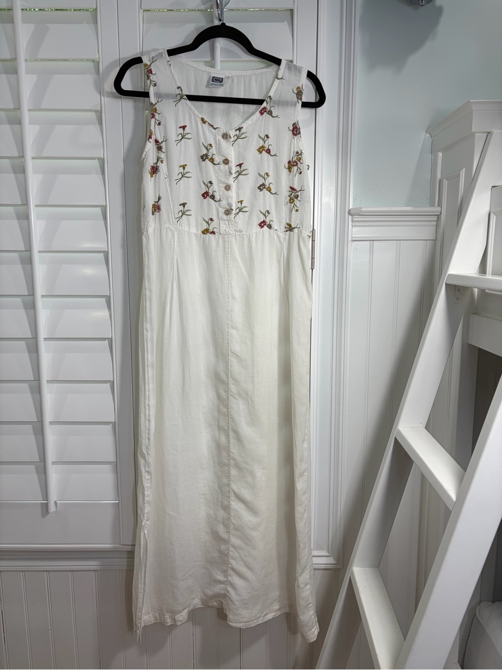 Johnny Was Ivory Maxi Dress with Multicolor Floral Embroidery - Picture 1 of 7